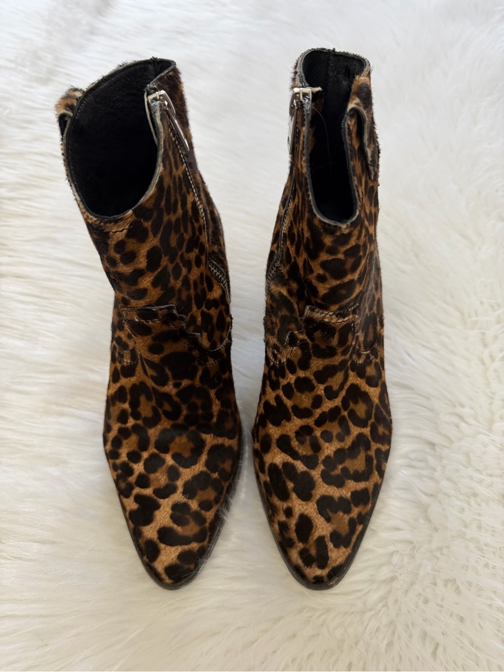 Allsaints Rolene Leopard Print Ankle Boots Sz 6 - Picture 2 of 5
